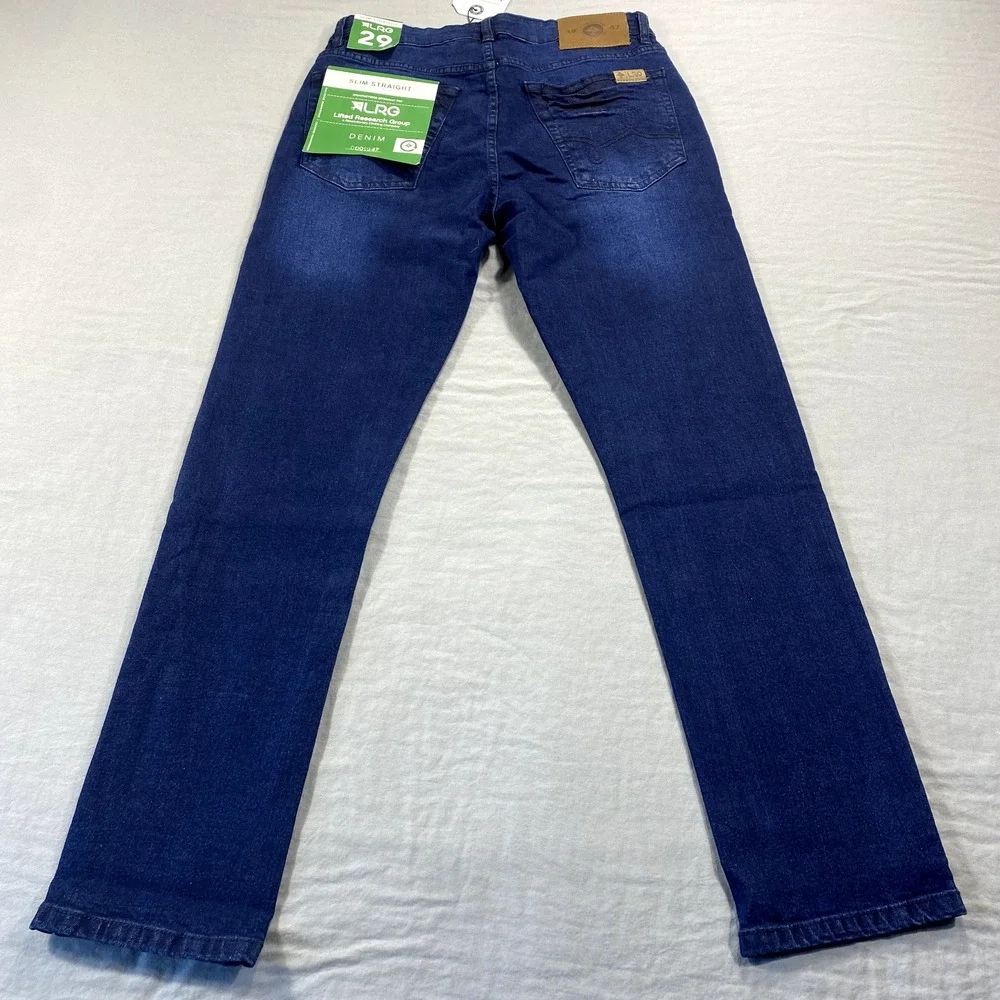 NEW LRG Lifted Research Group Jeans Mens 29x30 Slim Straight Stretch Dark Wash ^